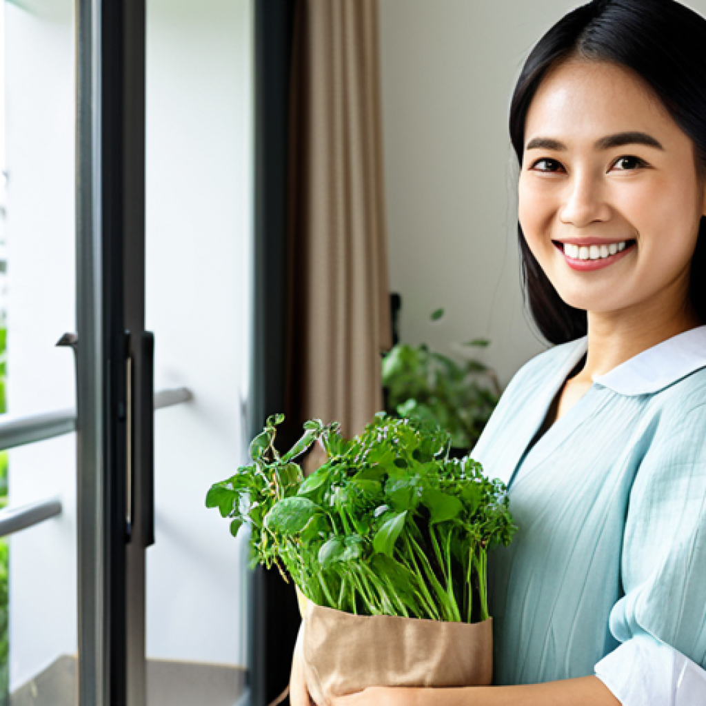 제로웨이스트와 지속 가능한 소비의 중요성 - **Subject:** A Thai woman in her 30s, wearing a modest and stylish outfit made from natural fibers (...
