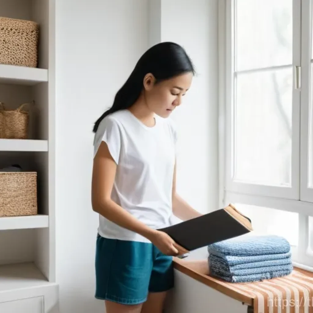 제로웨이스트와 미니멀리즘의 관계 - **Prompt:** A young Thai woman, dressed in a comfortable, modest t-shirt and knee-length shorts, is ...