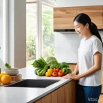Home 22 제로웨이스트 라이프를 위한 최소한의 가전 제품 - **Prompt 1: Modern Minimalist Kitchen with Zero Waste Focus**
A bright, well-lit, and ultra-mode...
