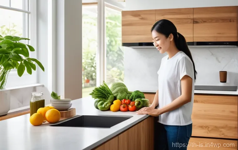 제로웨이스트 라이프를 위한 최소한의 가전 제품 - **Prompt 1: Modern Minimalist Kitchen with Zero Waste Focus**
    A bright, well-lit, and ultra-mode...