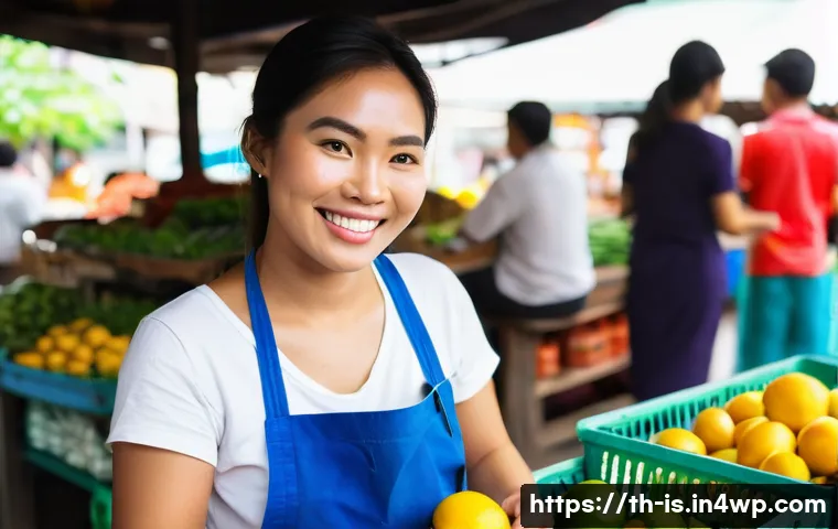 제로웨이스트 생활 필수 아이템 리스트 - **A Vibrant Thai Market Zero-Waste Shopper**
    A cheerful young Thai woman, dressed in modest, lig...